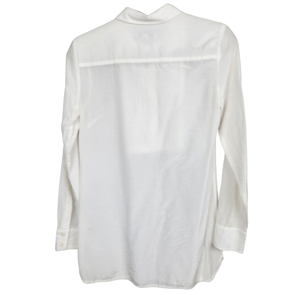 Banana Republic Silk Blend White Pintuck Collared Blouse Women's Size XS - Picture 5 of 10